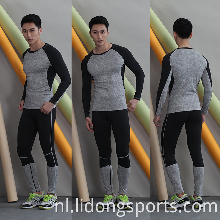 Lidong OEM -uniformen groothandel hoogwaardige polyester heren sport yoga lange mouw fitness slijtage